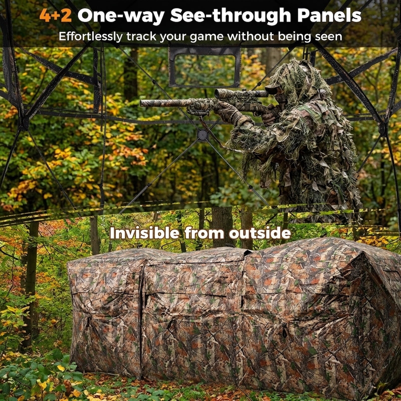 Biotree 2-6 Person Portable Pop Up Hunting Blind with Storage Pockets for Ground Deer Turkey Hunting