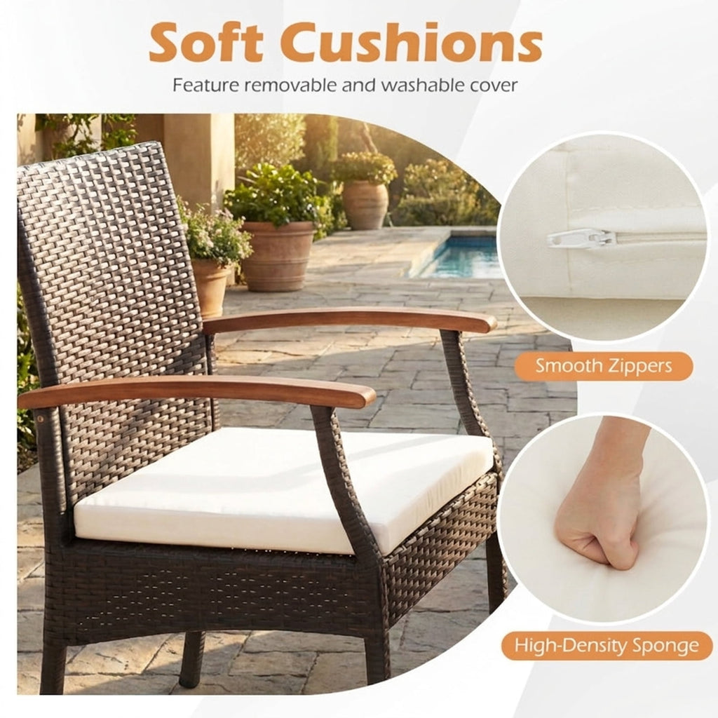 Biotree Patio Wicker Chair Set of 2 with Soft Zippered Cushion Stackable Patio Chair for Garden BackyardMix brown