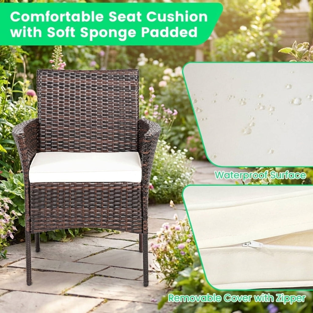 Biotree 2 Pieces Outdoor PE Rattan Armchairs with Removable Cushions Stackable Patio Chair for Garden BackyardMix brown