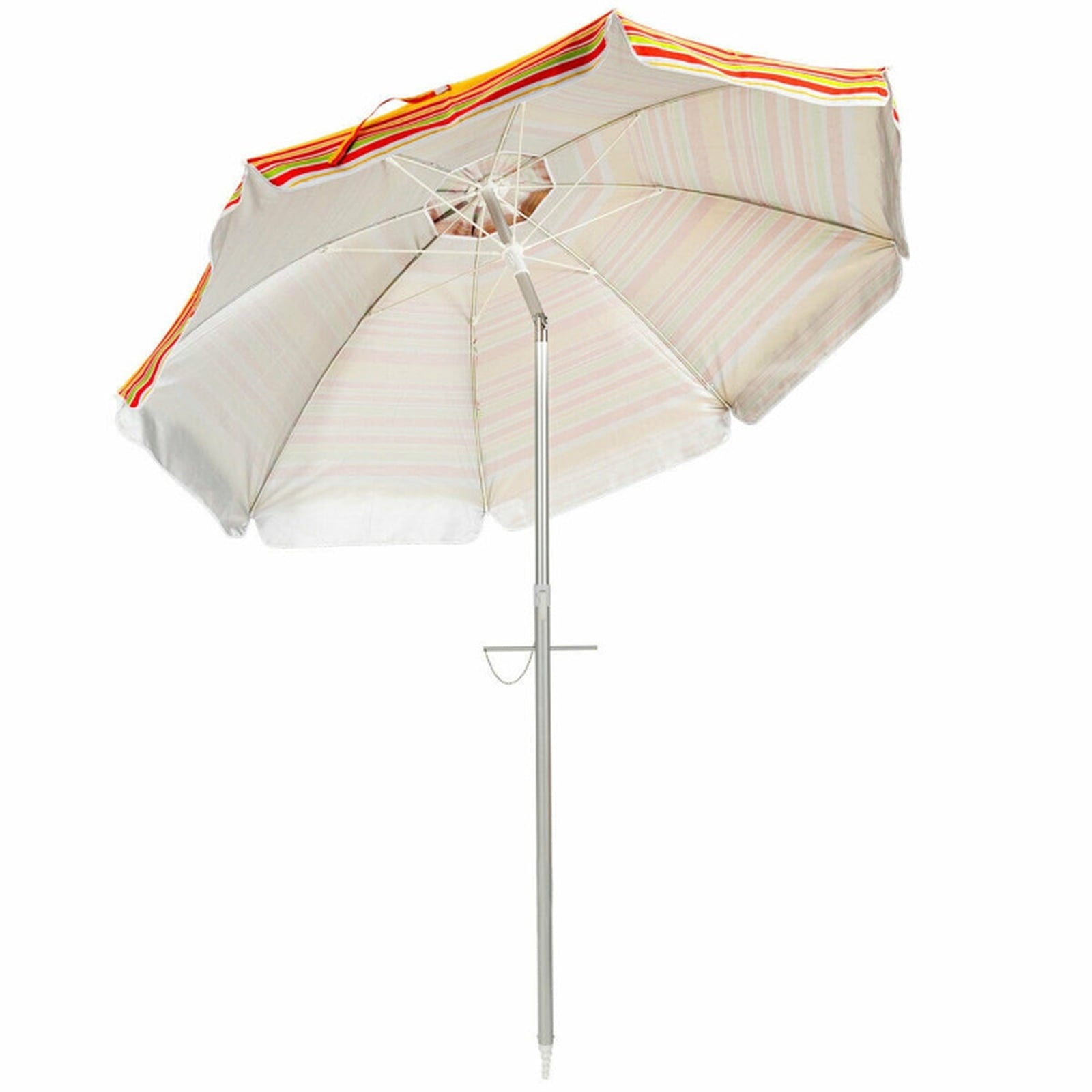 Biotree 6.5 ft Portable Beach Umbrella with Carrying Bag, 6 Ribs, Sand Tilt Mechanism - Orange for Backyard