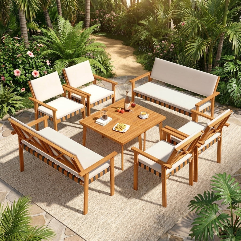 Biotree 4 Piece Patio Furniture Set with Coffee Table for Backyard and Garden Outdoor Conversation Set for Garden Backyard PorchWhite