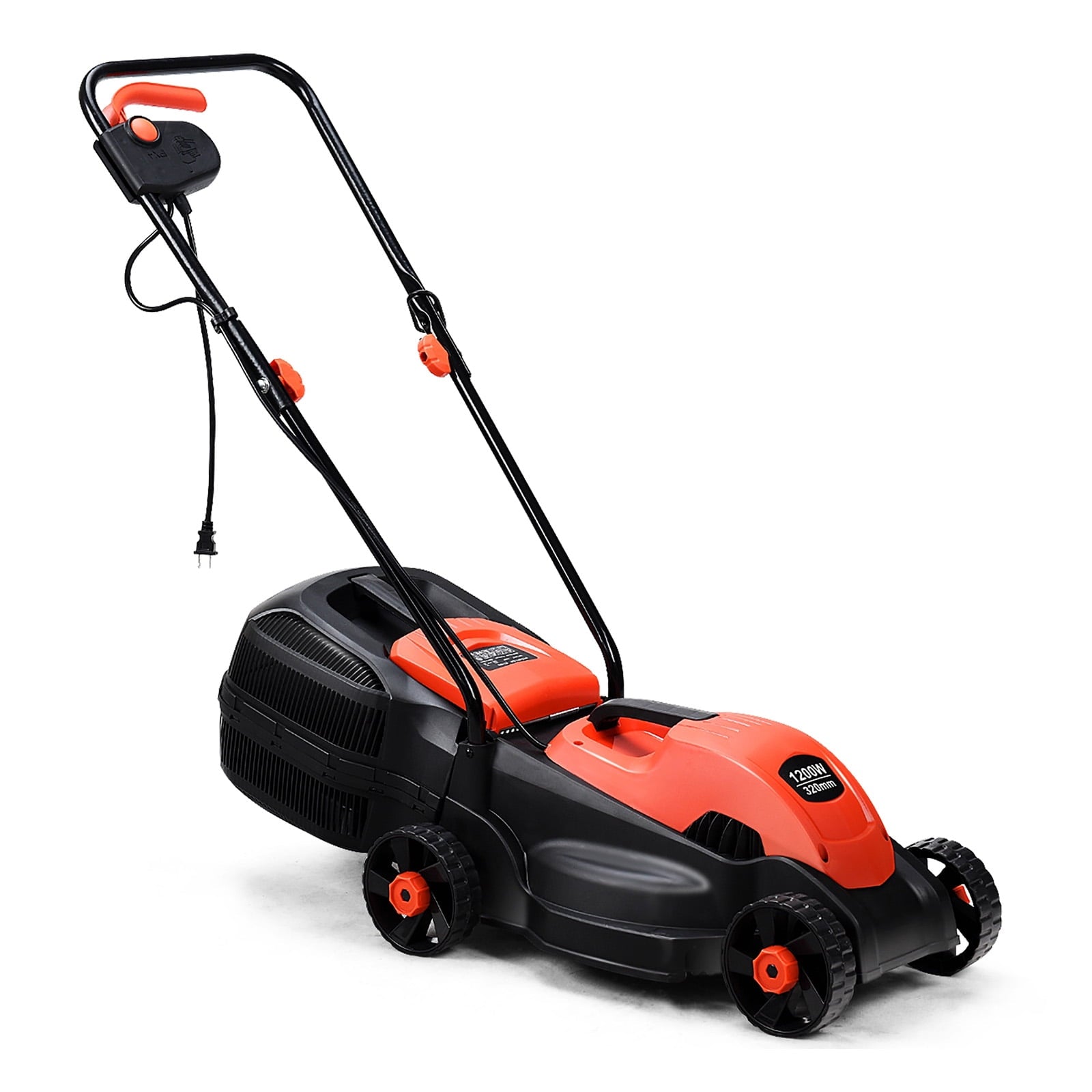 Biotree 13 Inch Electric Push Lawn Corded Mower with Grass Bag-Red Eco-Friendly Yard Lawn Care Garden
