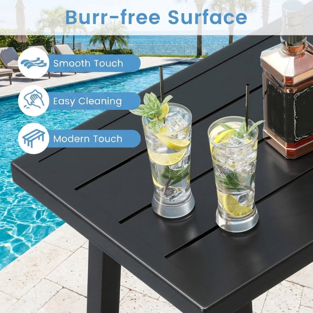 Biotree 36 Inches Patio Counter Height Bar Table with Adjustable Foot Pads, Black