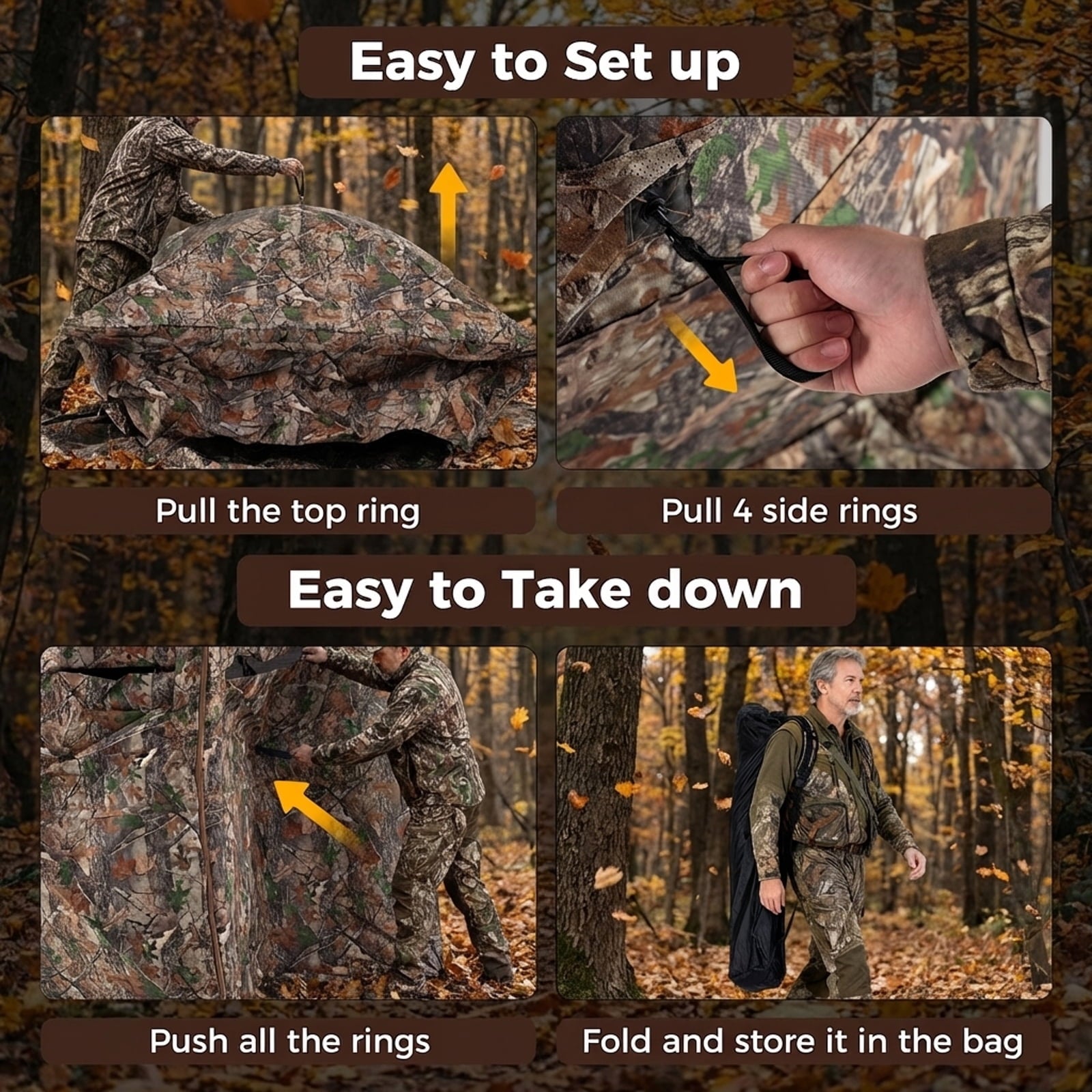 Biotree 270 Degree See-Through Pop Up Ground Hunting Blind for 3-4 People with Carry Bag for Deer and Turkey