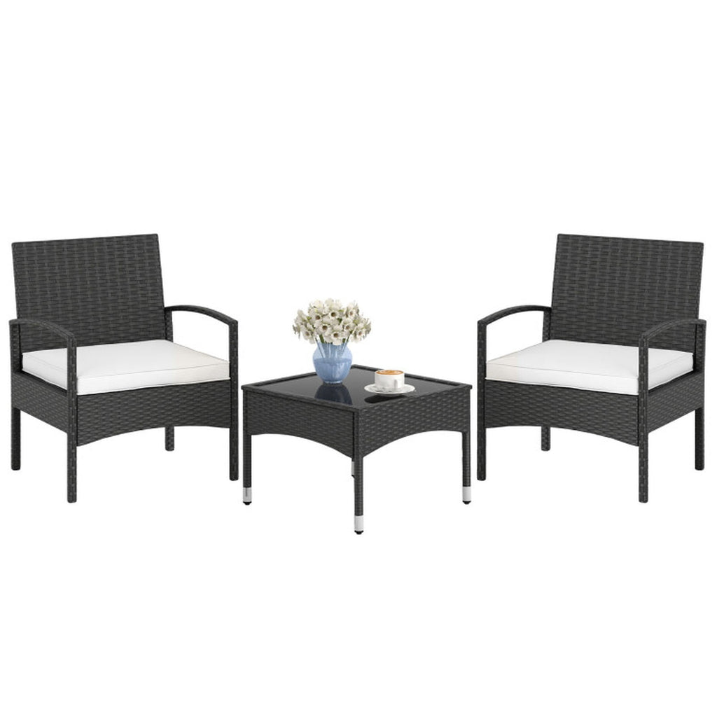Biotree 3-Piece Patio Furniture Set Rattan Bistro Chairs with Table Outdoor Conversation Set for Garden Backyard PorchBeige