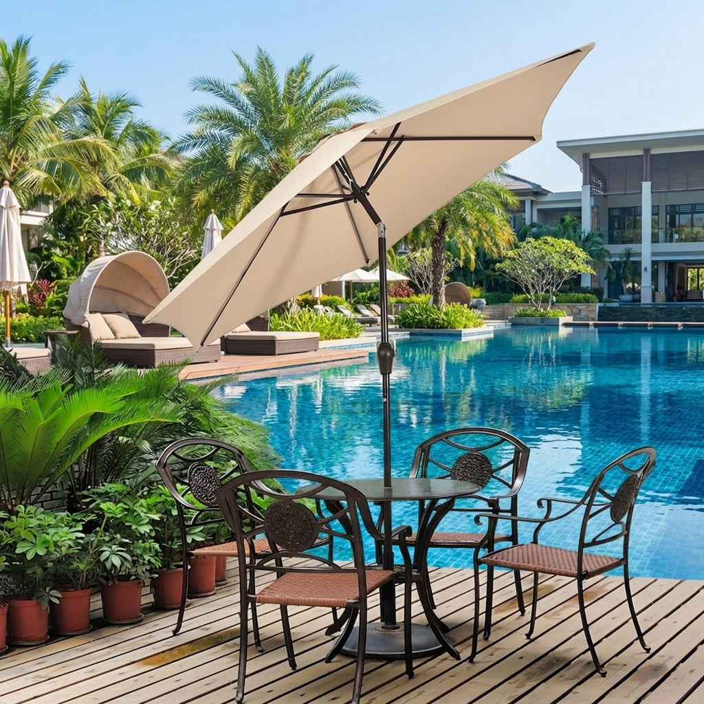 Biotree 10 Feet Outdoor Patio Umbrella with Tilt Adjustment and Crank-Beige Deck Garden Pool Outdoor Living