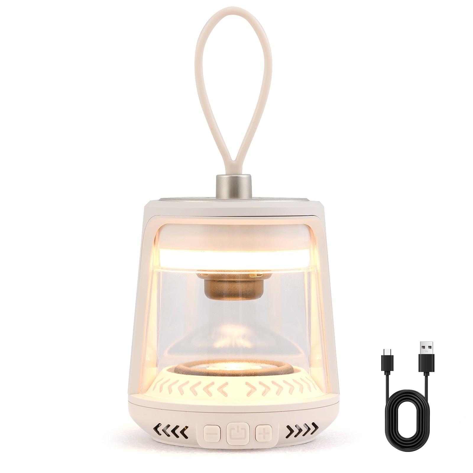 Biotree Outdoor Waterproof Camping Lantern Speaker with 3 LED Light Colors, White