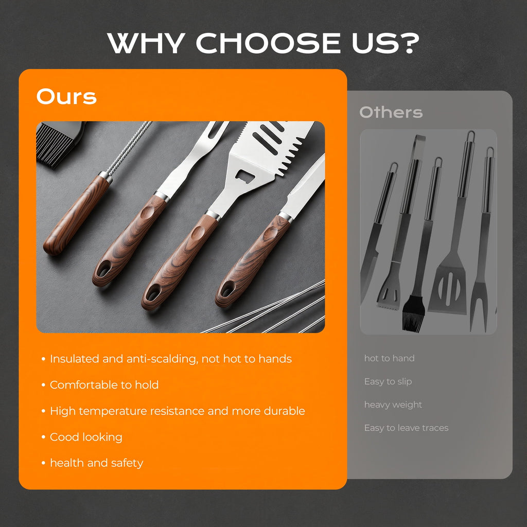 Biotree 34Pcs BBQ Grill Tool Set, Grill Accessories BBQ Tools with Storage Bag,BBQ Utensils Set for Camping, Outdoor, Backyard Party
