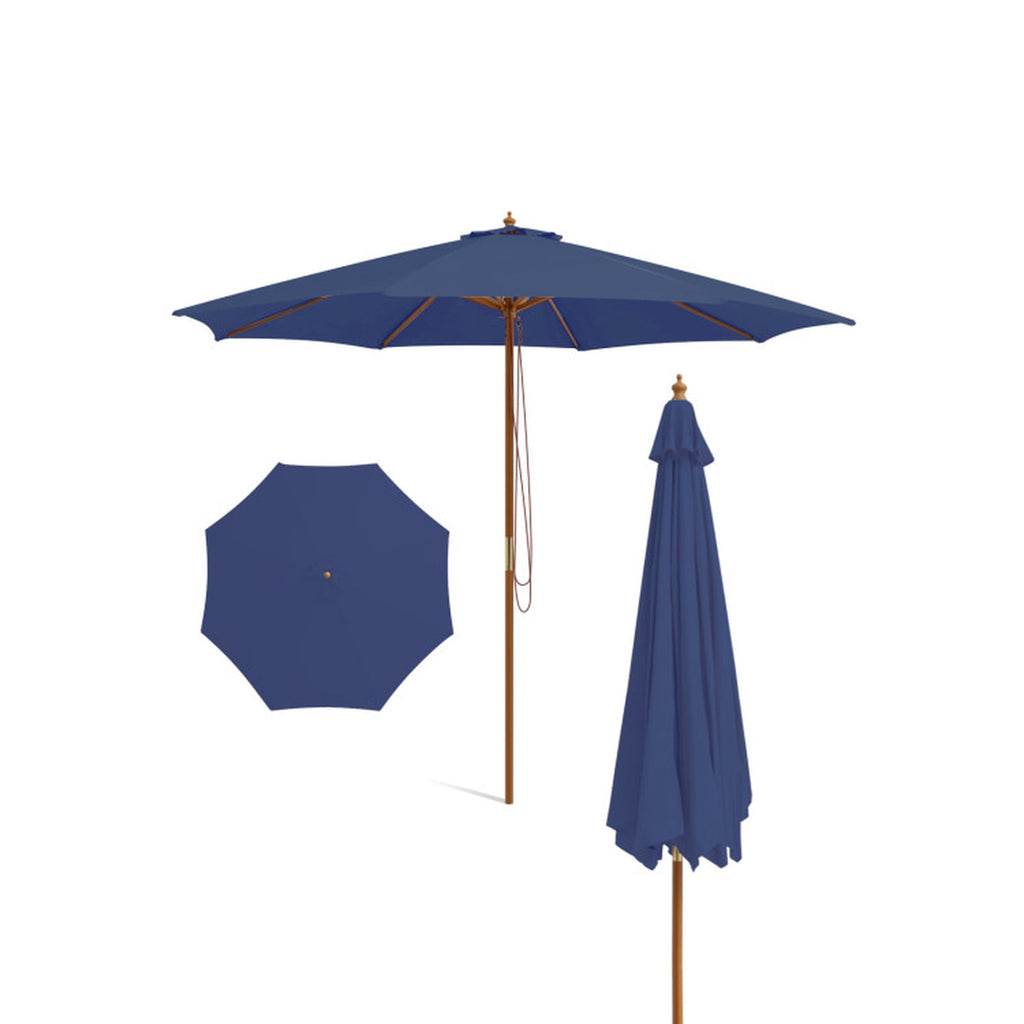 Biotree 10 ft Offset Cantilever Patio Umbrella 8 Wooden Ribs Outdoor Shade - Beige - UV Protection with Cross Base