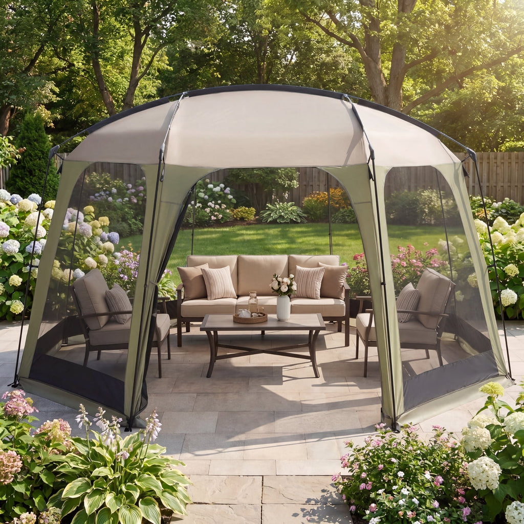 Biotree 6 8 Person Netted Canopy Tent with Zippered Door, Green