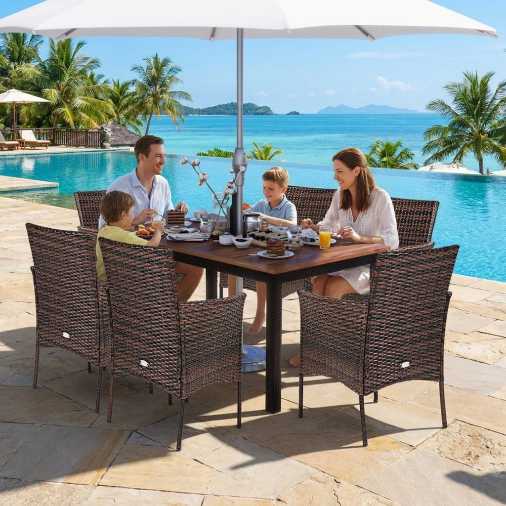 Biotree 2 Pieces Outdoor PE Rattan Armchairs with Removable Cushions Stackable Patio Chair for Garden BackyardMix brown