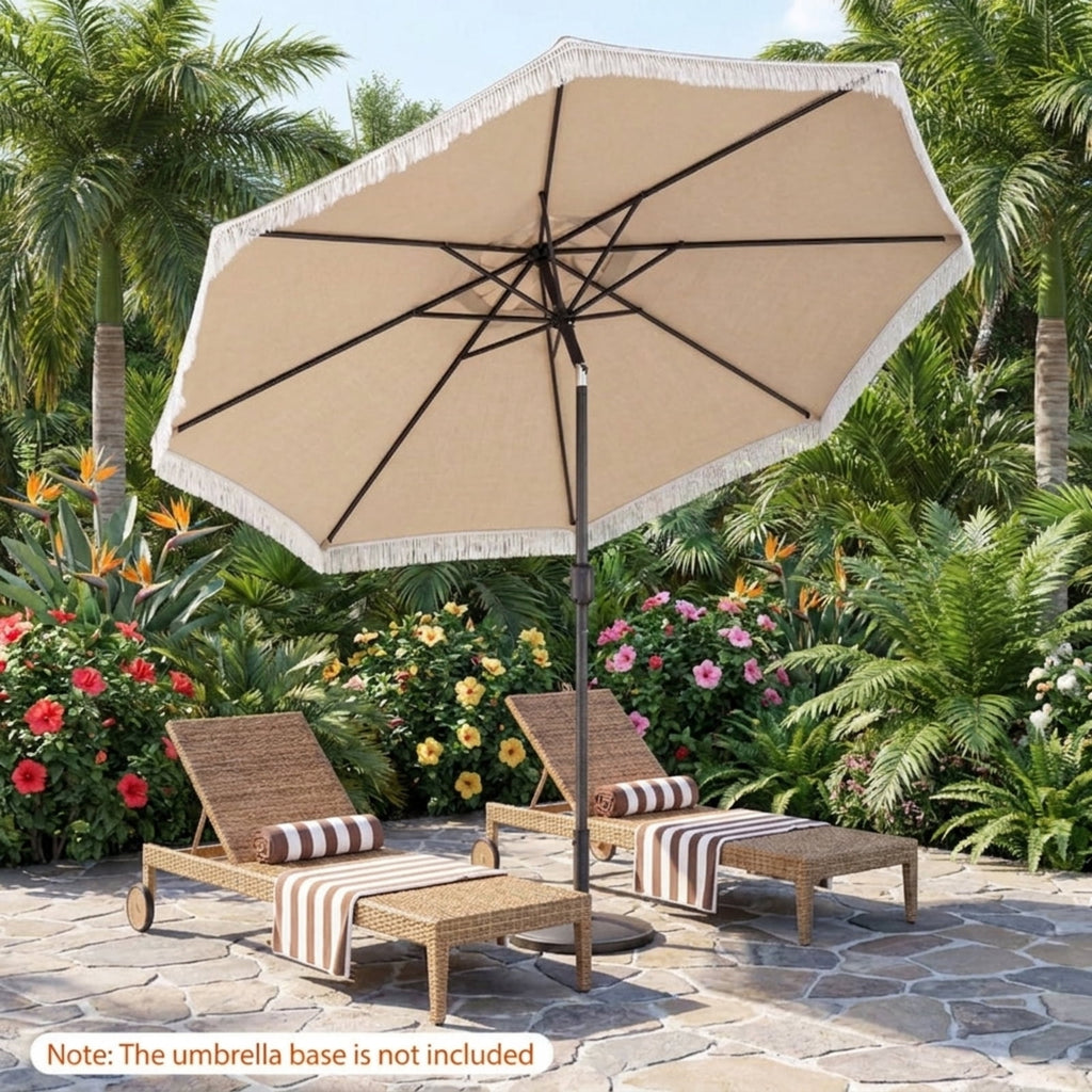 Biotree 9 FT Patio Umbrella, Patio Umbrella with Sun-Protective Canopy for Patio Garden Pool for Patio Garden Backyard Pool, Beige
