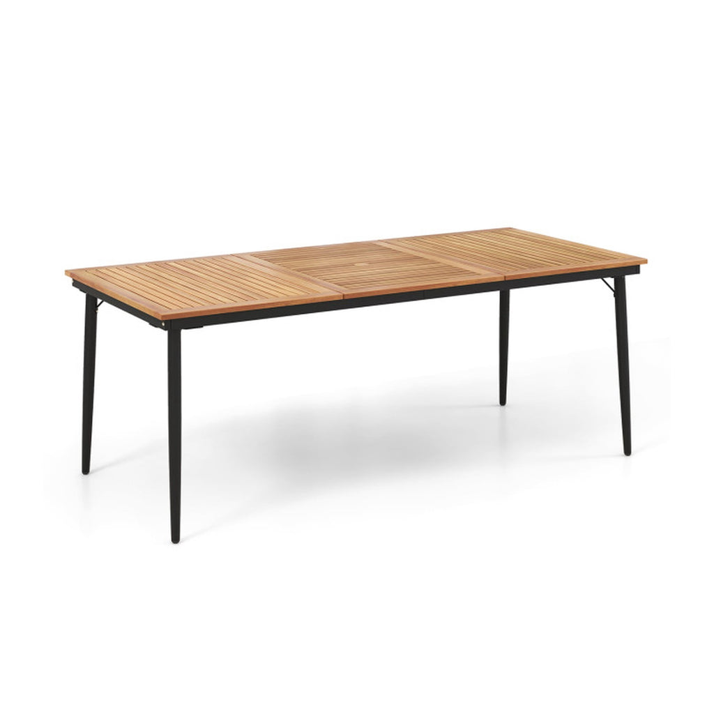 Biotree 79 Inch Acacia Wood Outdoor Dining Table for 8 with 1.9 Inch Umbrella Hole, Natural