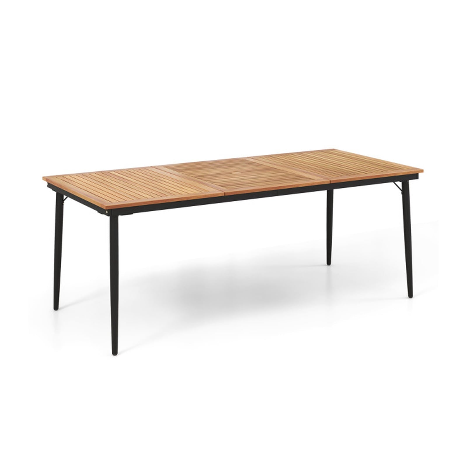 Biotree 79 Inch Acacia Wood Outdoor Dining Table for 8 with 1.9 Inch Umbrella Hole, Natural