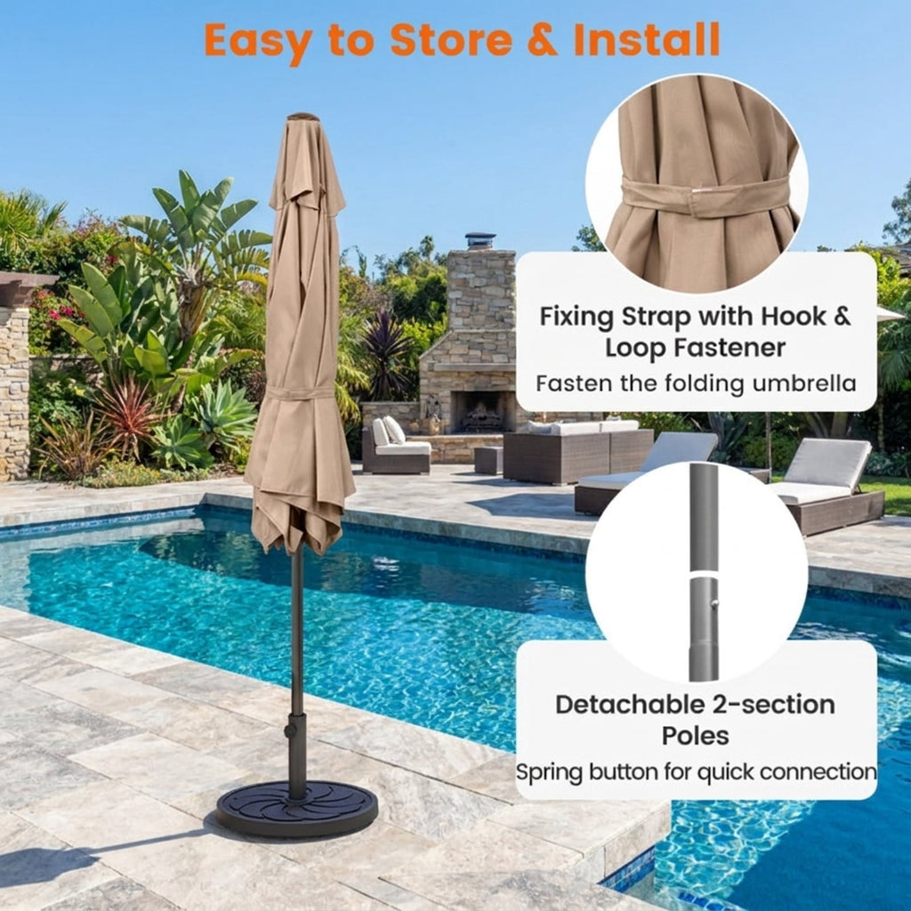 Biotree 7.5 FT Patio Umbrella, Outdoor Patio Heavy Duty Market Umbrella with Push Button Tilt for Patio Garden Backyard Pool, Tan