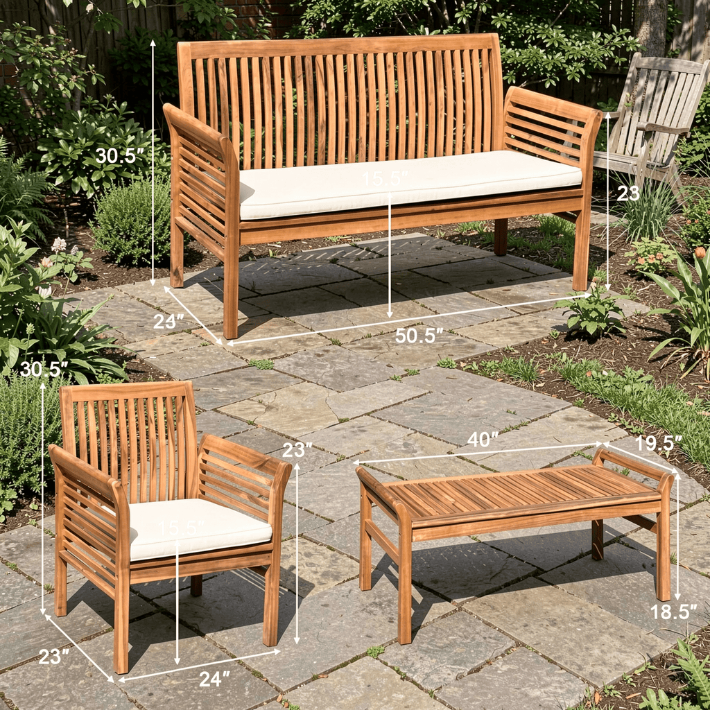 Biotree 4-Piece Outdoor Acacia Wood Sofa Set with Cushions