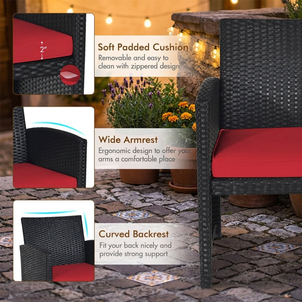 Biotree 4 Pieces Rattan Patio Furniture Set with Weather Resistant Cushions and Tempered Glass Tabletop