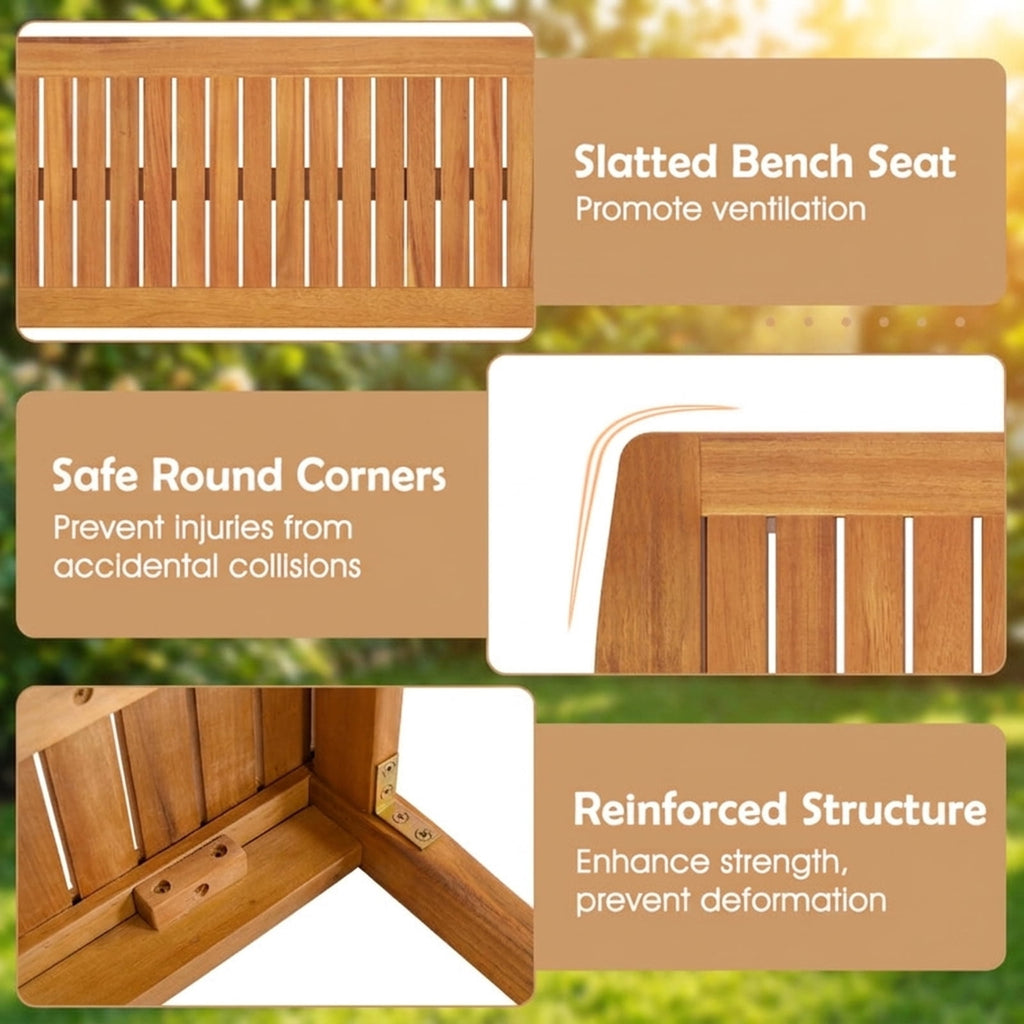 Biotree Acacia Wood Outdoor 48 Long Patio Dining Bench-2 Pieces Stackable Patio Chair for Garden BackyardNatural