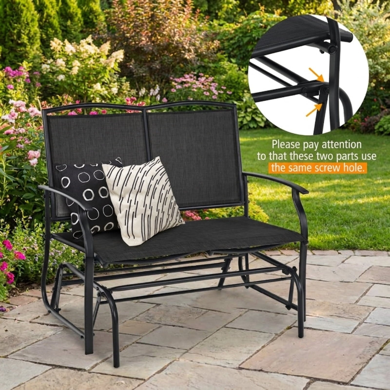 Biotree Iron Patio Rocking Chair for Outdoor Backyard and Lawn Stackable Patio Chair for Garden BackyardBlack