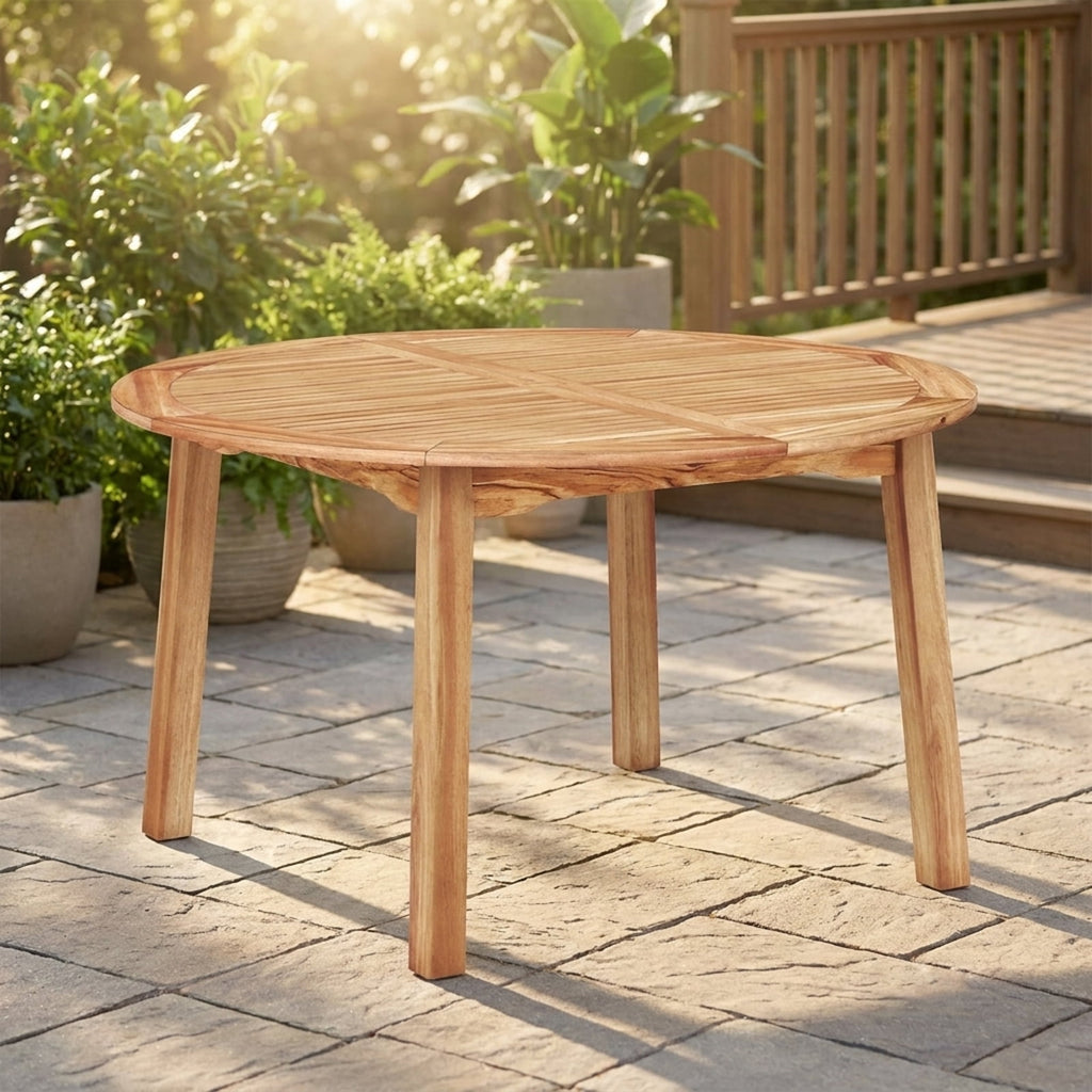 Biotree 53 Inch Outdoor Acacia Wood Dining Table for 4-6 People with 2" Umbrella Hole, Natural