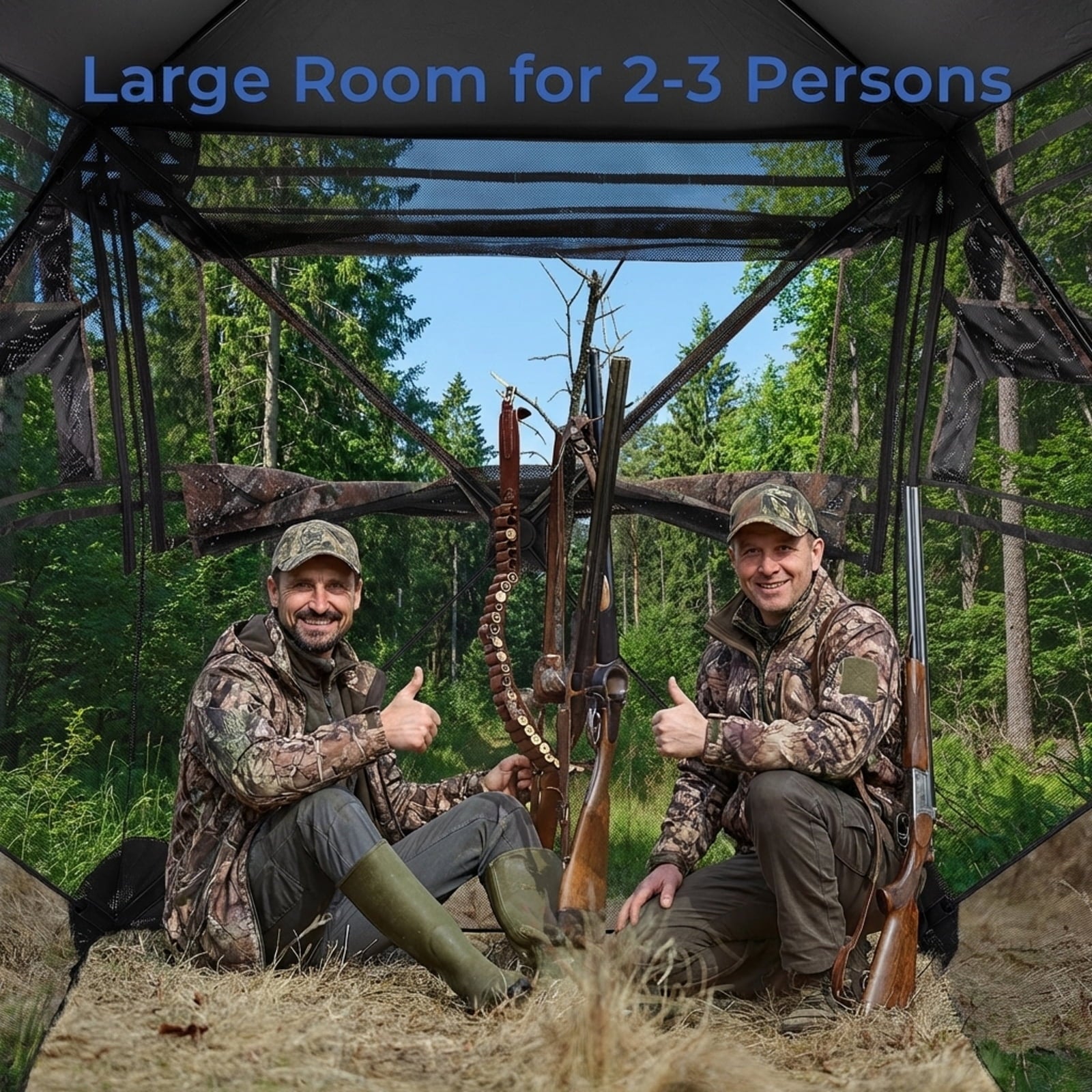 Biotree 360 Degree See-Through Ground Hunting Blind for 2-3 People with Carry Bag for Deer and Turkey
