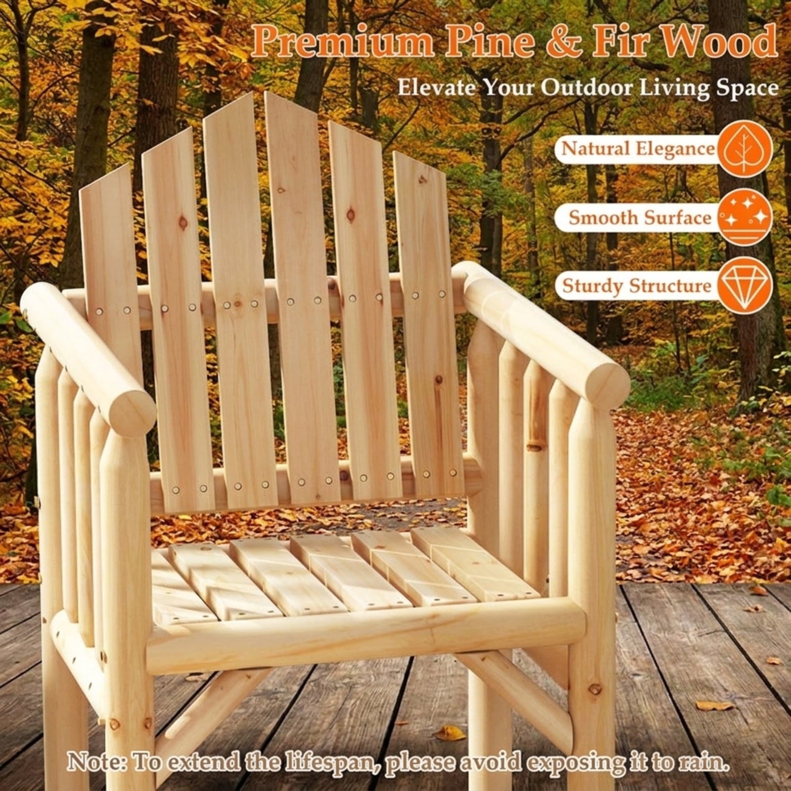 Biotree Outdoor Wood Armchair Wooden Patio Dining Chair with Armrests Stackable Patio Chair for Garden BackyardNatural