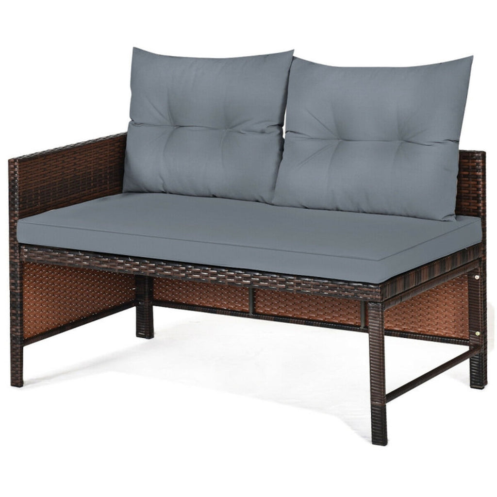 Biotree 3 Pieces Patio Wicker Rattan Sofa Set Outdoor Conversation Set for Garden Backyard PorchGray