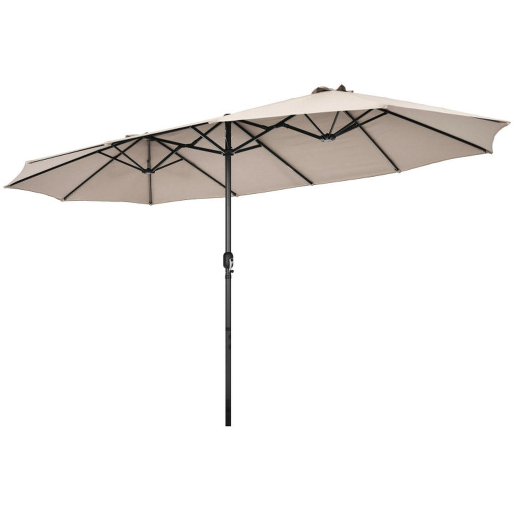 Biotree 15 Feet Patio Double-Sided Umbrella with Hand-Crank System-Beige Multi-color - Outdoor Patio Garden Sun Shade