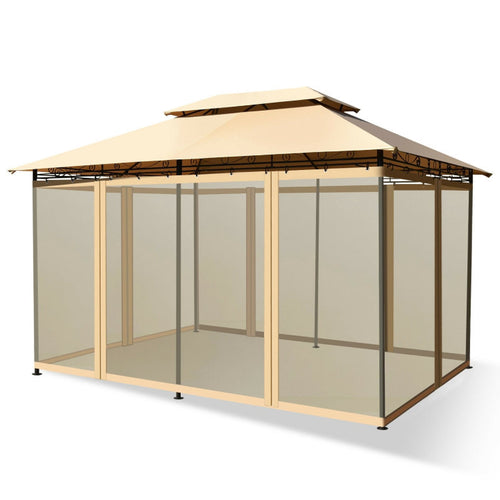 Biotree 10 Feet x 13 Feet Tent Canopy Shelter with Removable Netting Sidewall Brown - Outdoor Patio Backyard Garden Shade Canopy Shelter