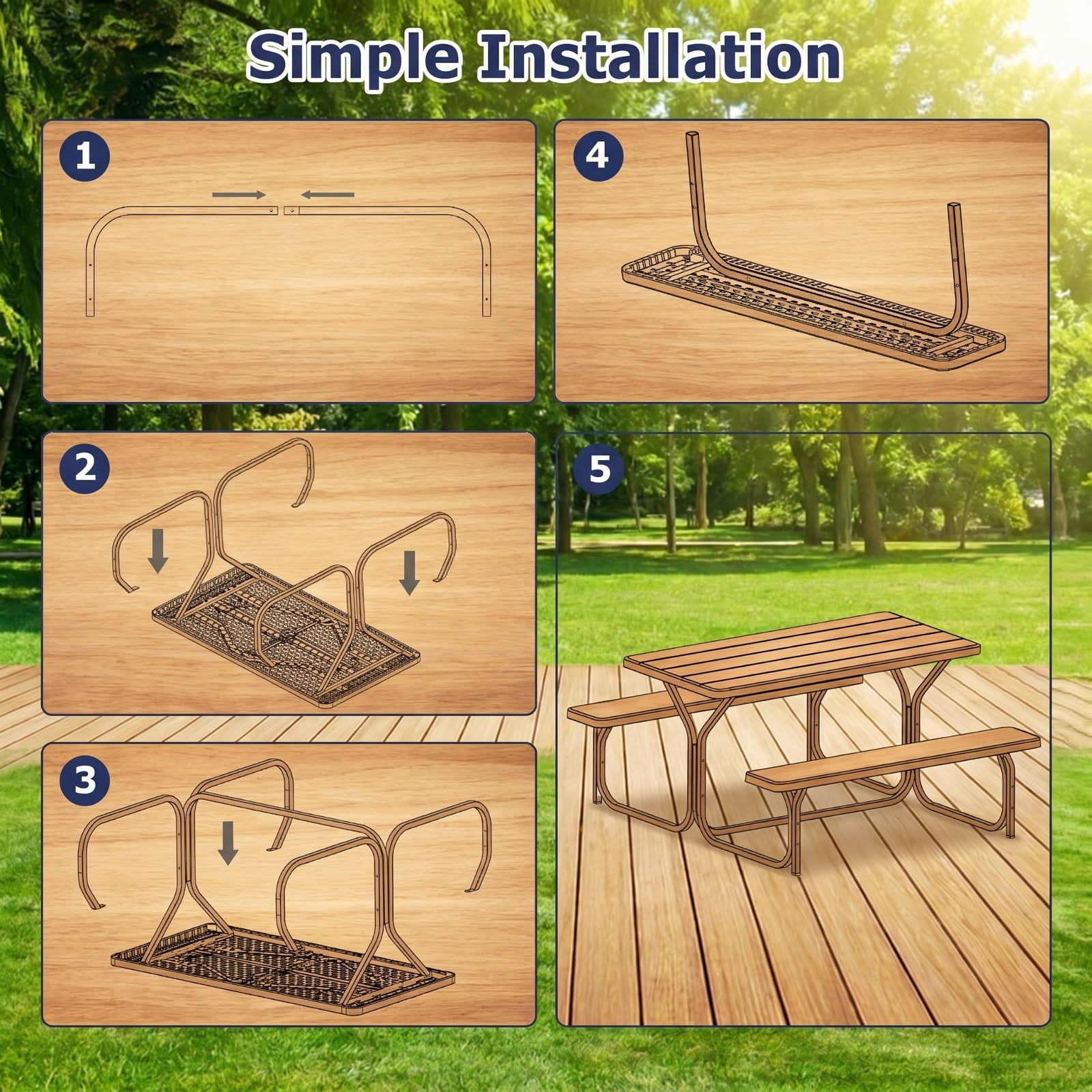 Biotree Picnic Table Bench Set for Outdoor Camping, White