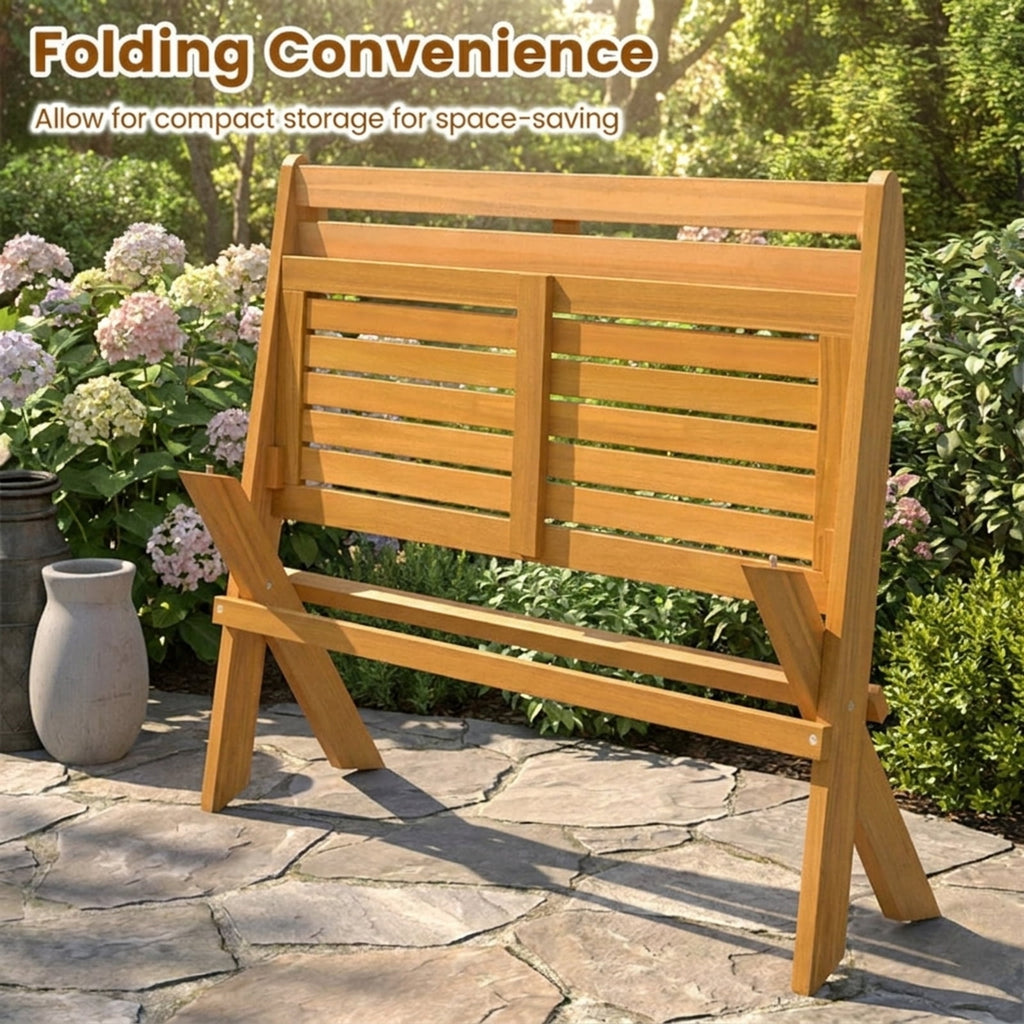 Biotree 2-Person Acacia Wood Patio Garden Bench with 800 Lbs Capacity Stackable Patio Chair for Garden BackyardNatural