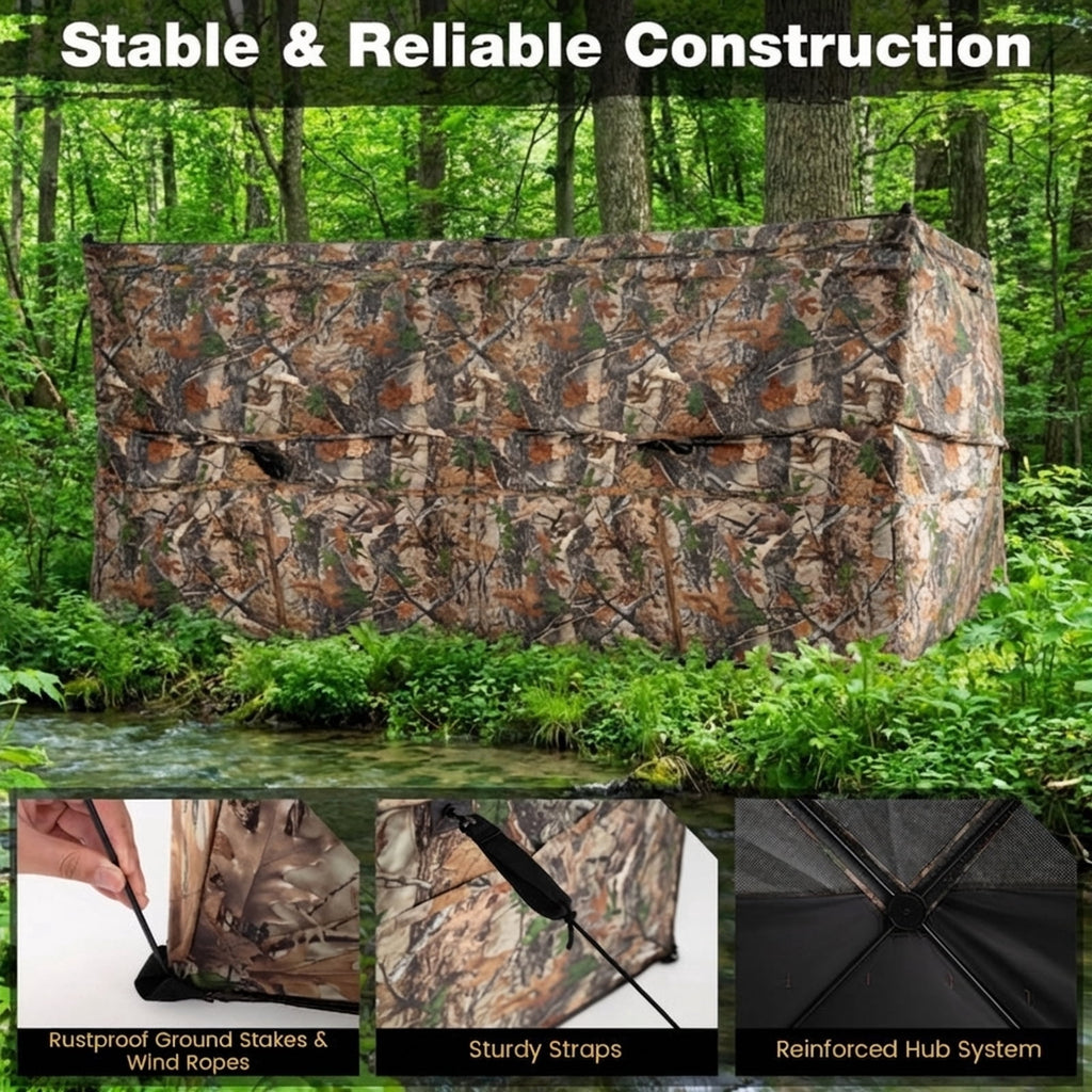 Biotree See-Through Pop Up 1-3 Person Hunting Blind with Dog Door for Waterfowl Duck and Goose Hunting