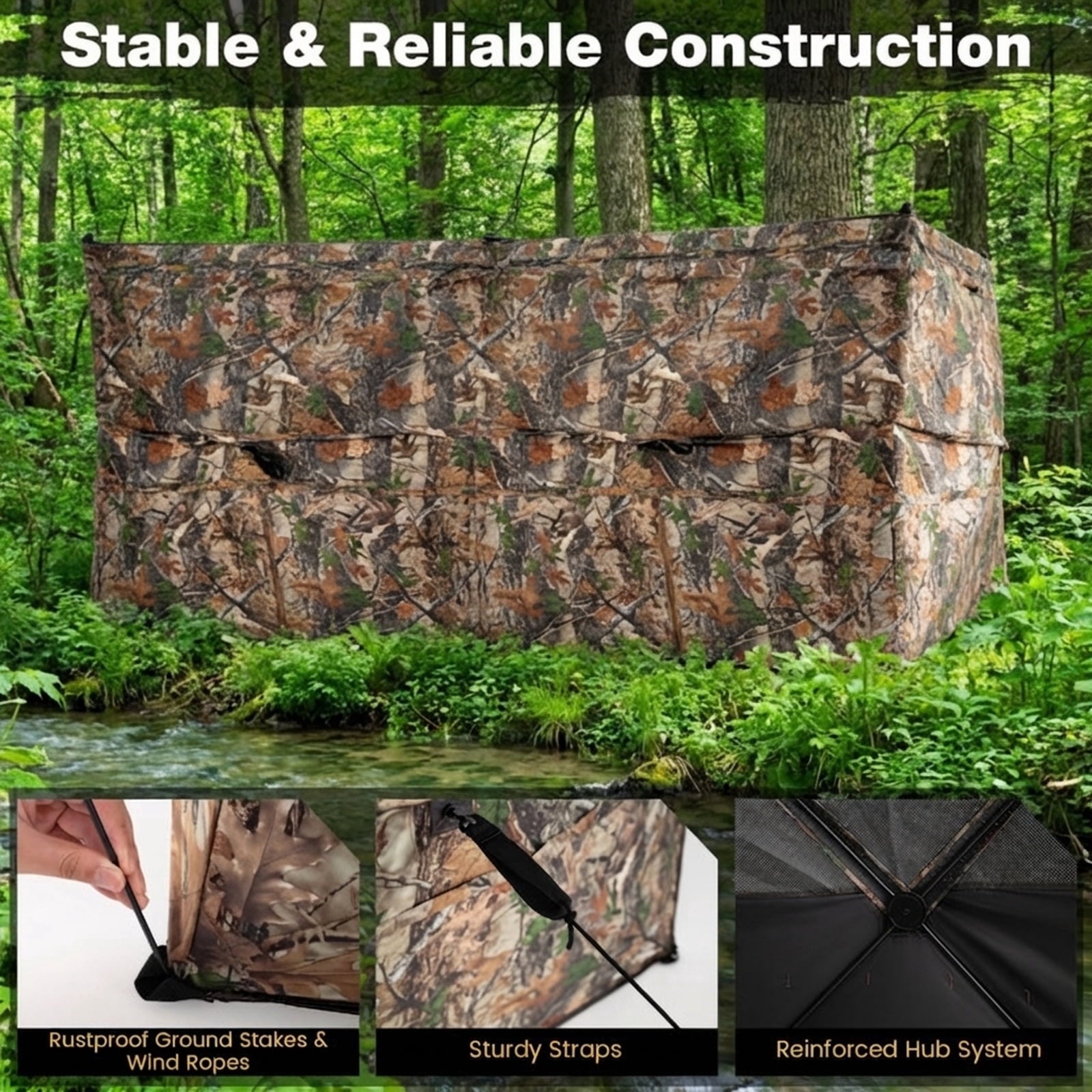 Biotree See-Through Pop Up 1-3 Person Hunting Blind with Dog Door for Waterfowl Duck and Goose Hunting