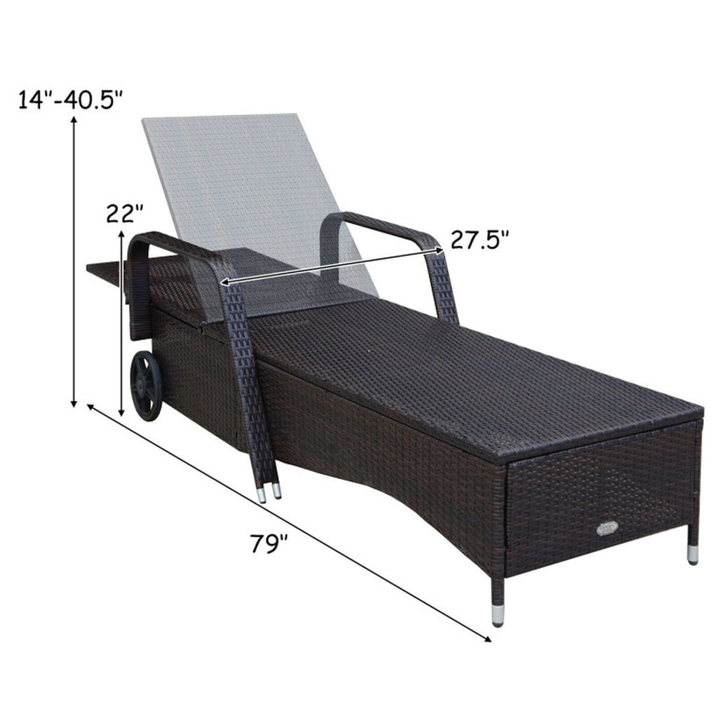 Biotree Outdoor Recliner Cushioned Chaise Lounge with Adjustable Backrest Stackable Patio Chair for Garden BackyardWhite/White Red