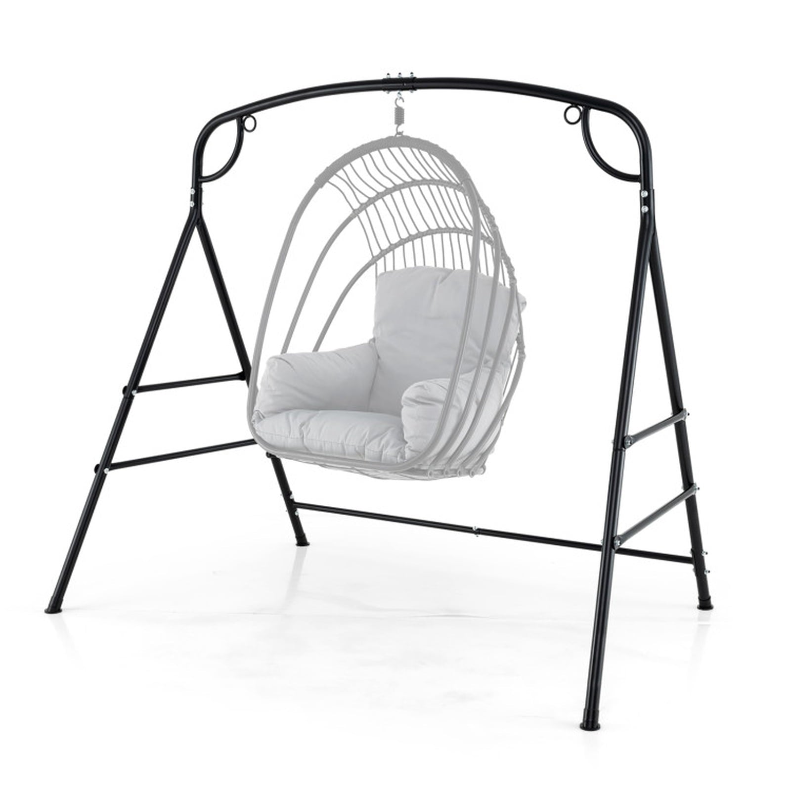 Biotree Outdoor Metal Swing Stand with 4 Support Bars and 2 Hanging Ways for Patio Porch Garden Backyard Outdoor, Black