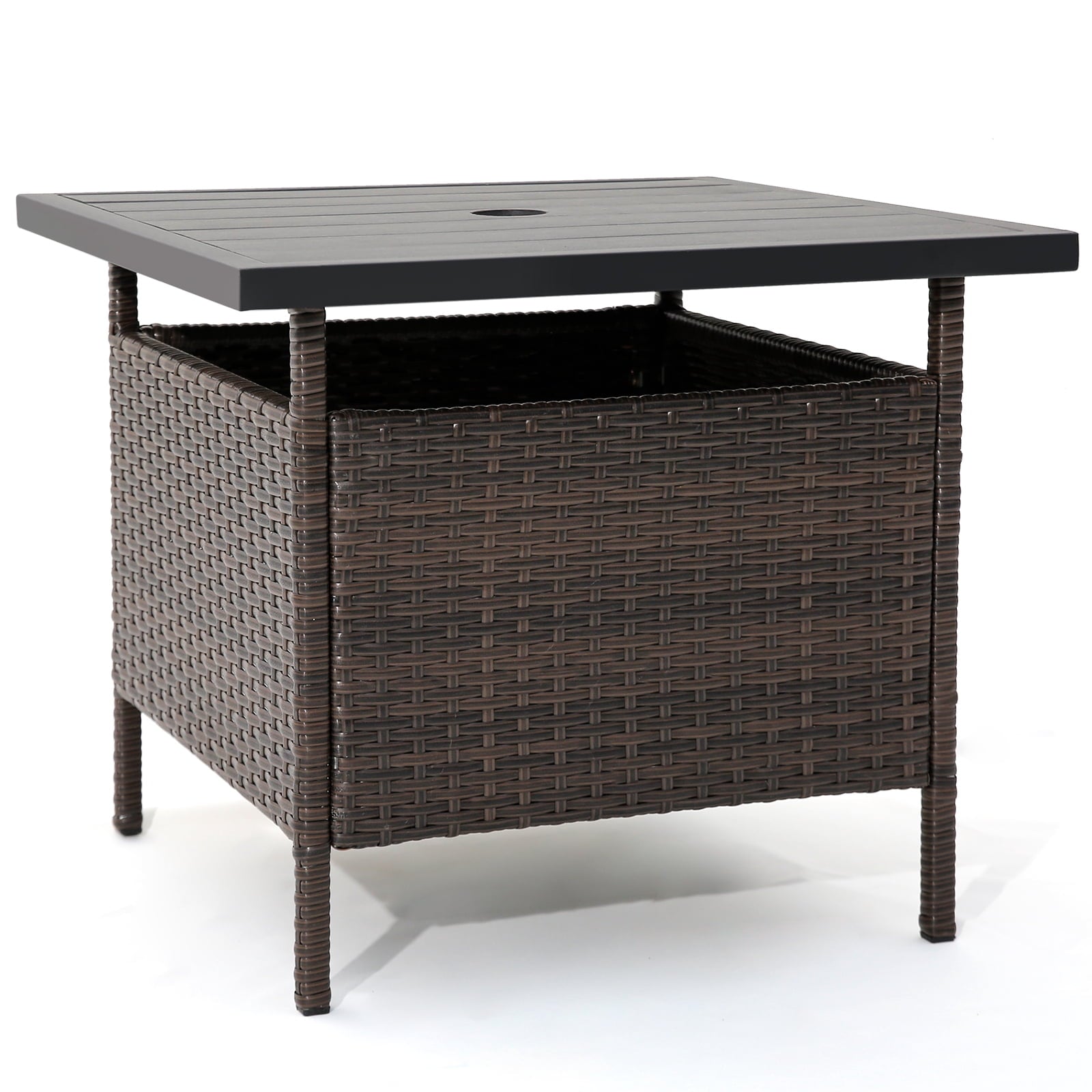 Biotree Patio Wicker Side Table with Umbrella Hole