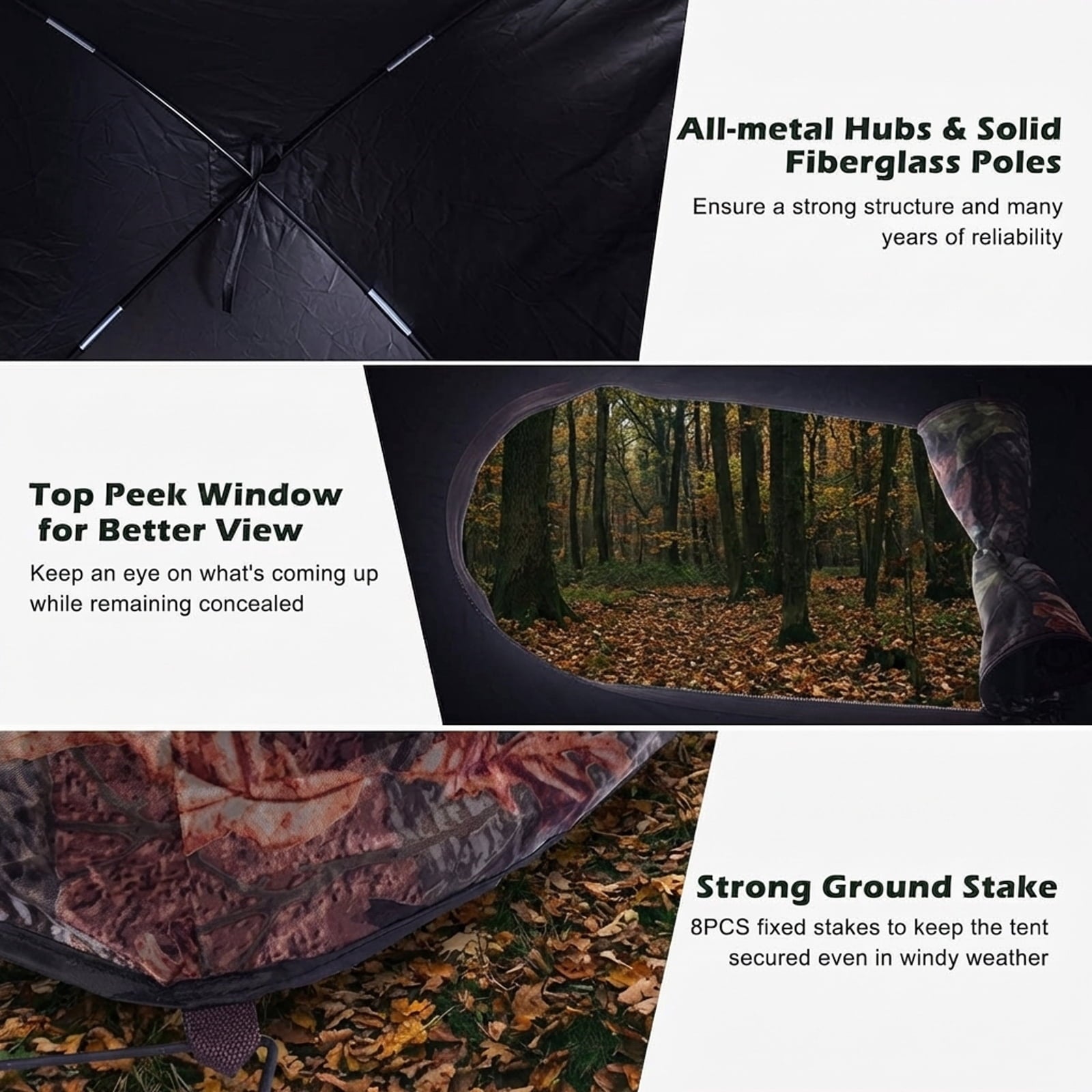Biotree Portable Pop Up Ground Camouflage Hunting Blind Enclosure with Carry Bag for Deer Turkey Duck Hunting, Camouflage