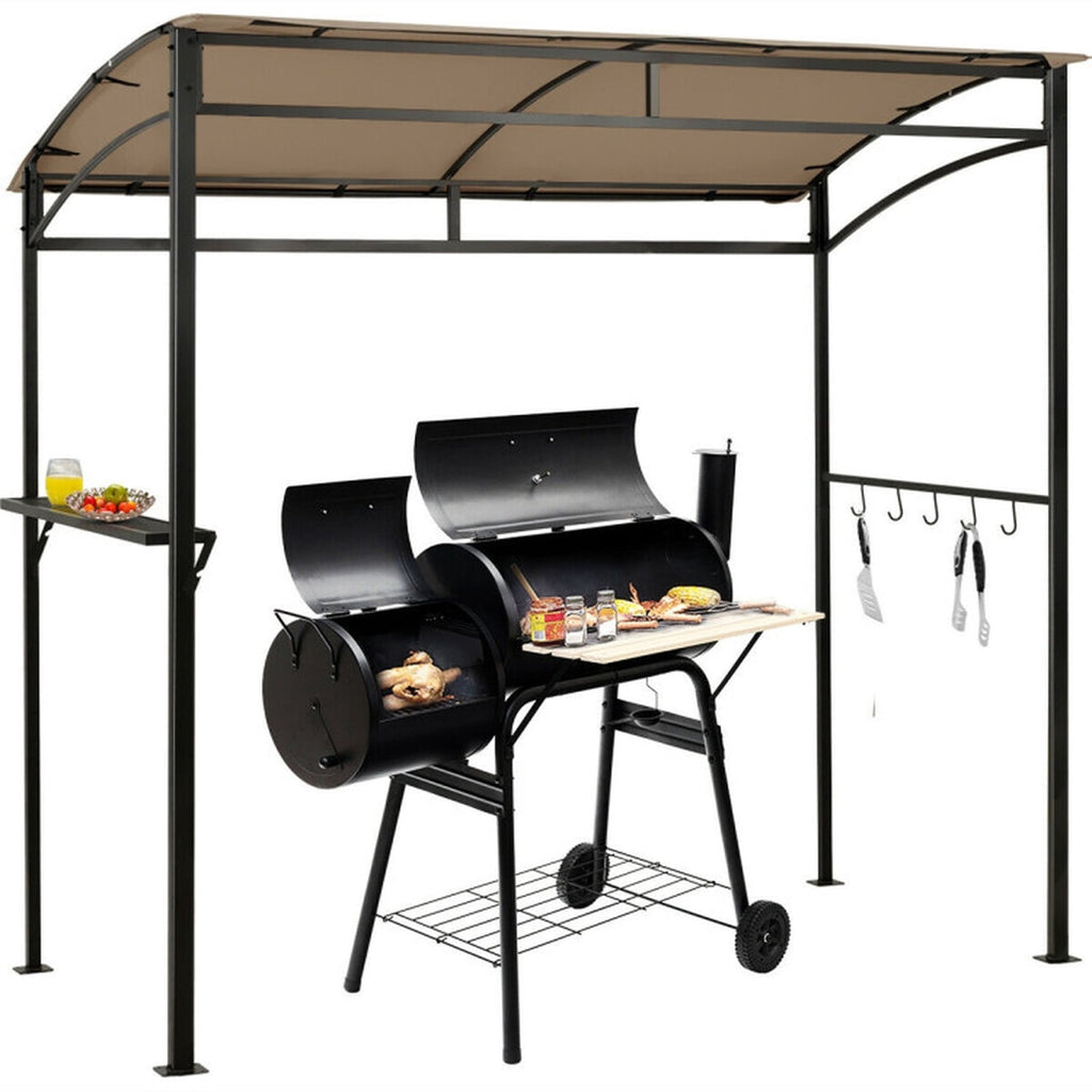 Biotree 7 x 4.5 Feet Grill Gazebo Outdoor Patio Garden BBQ Canopy Shelter Brown - Outdoor Patio Backyard Garden Shade Canopy Shelter