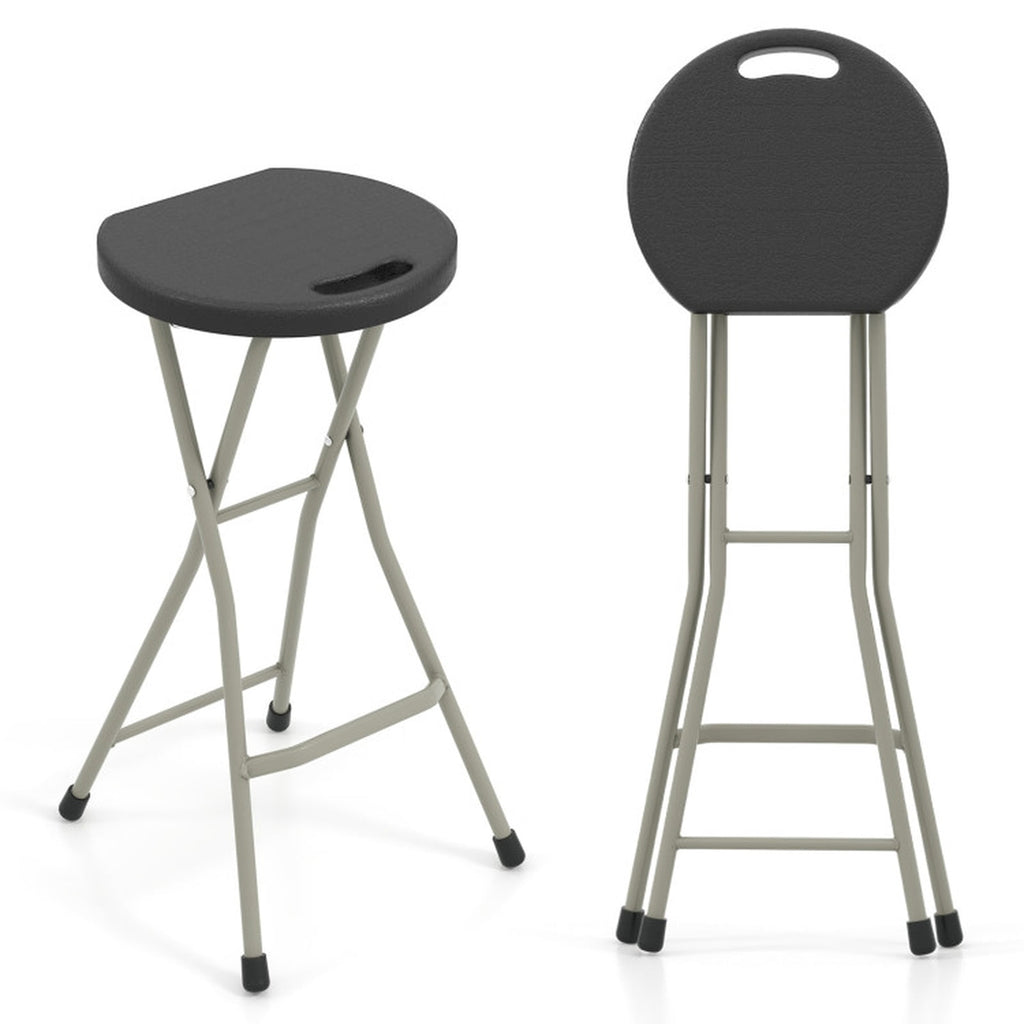 Biotree 28 Inch Portable Folding Stools with 330lbs Limited Sturdy Frame Stackable Patio Chair for Garden BackyardBlack