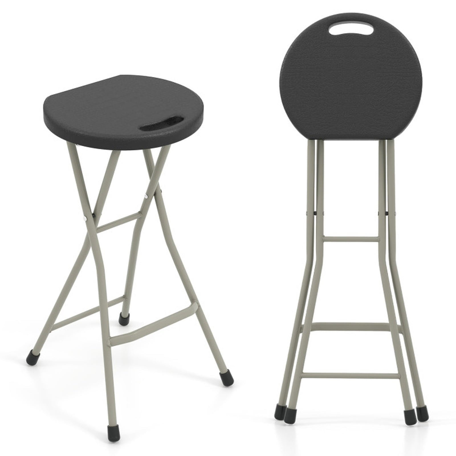 Biotree 28 Inch Portable Folding Stools with 330lbs Limited Sturdy Frame Stackable Patio Chair for Garden BackyardBlack
