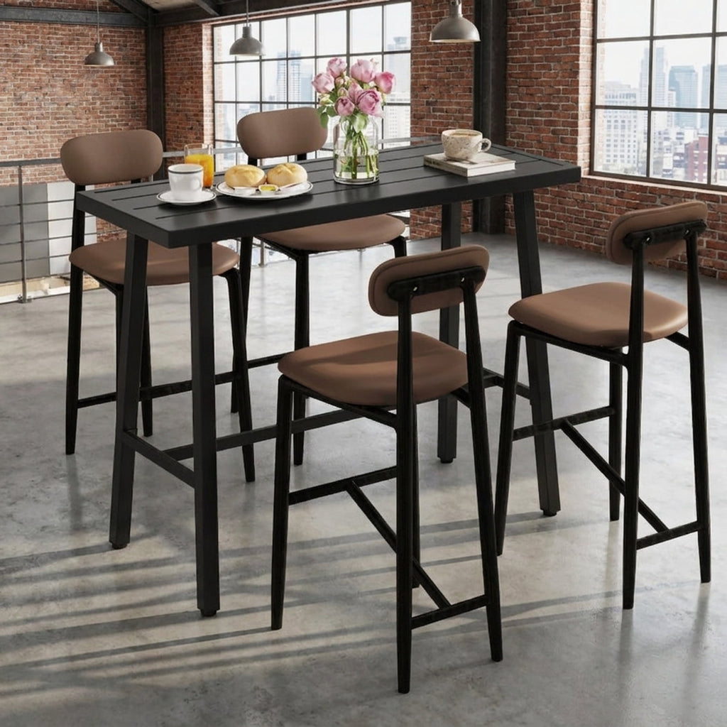 Biotree 36 Inches Patio Counter Height Bar Table with Adjustable Foot Pads, Black