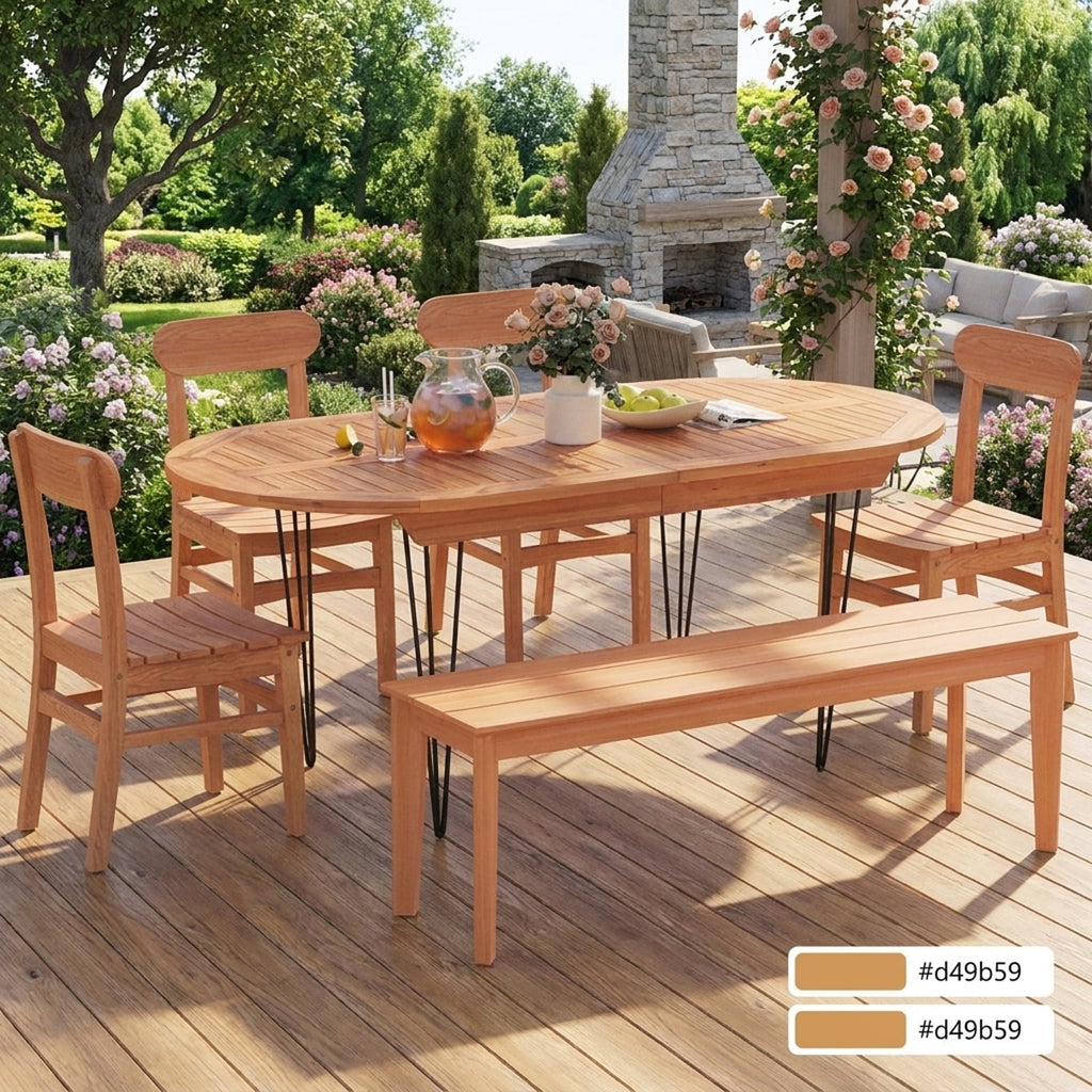 Biotree Patio Teak Wood Chair Armless Dining Chair with Slatted Seat Stackable Patio Chair for Garden BackyardNatural