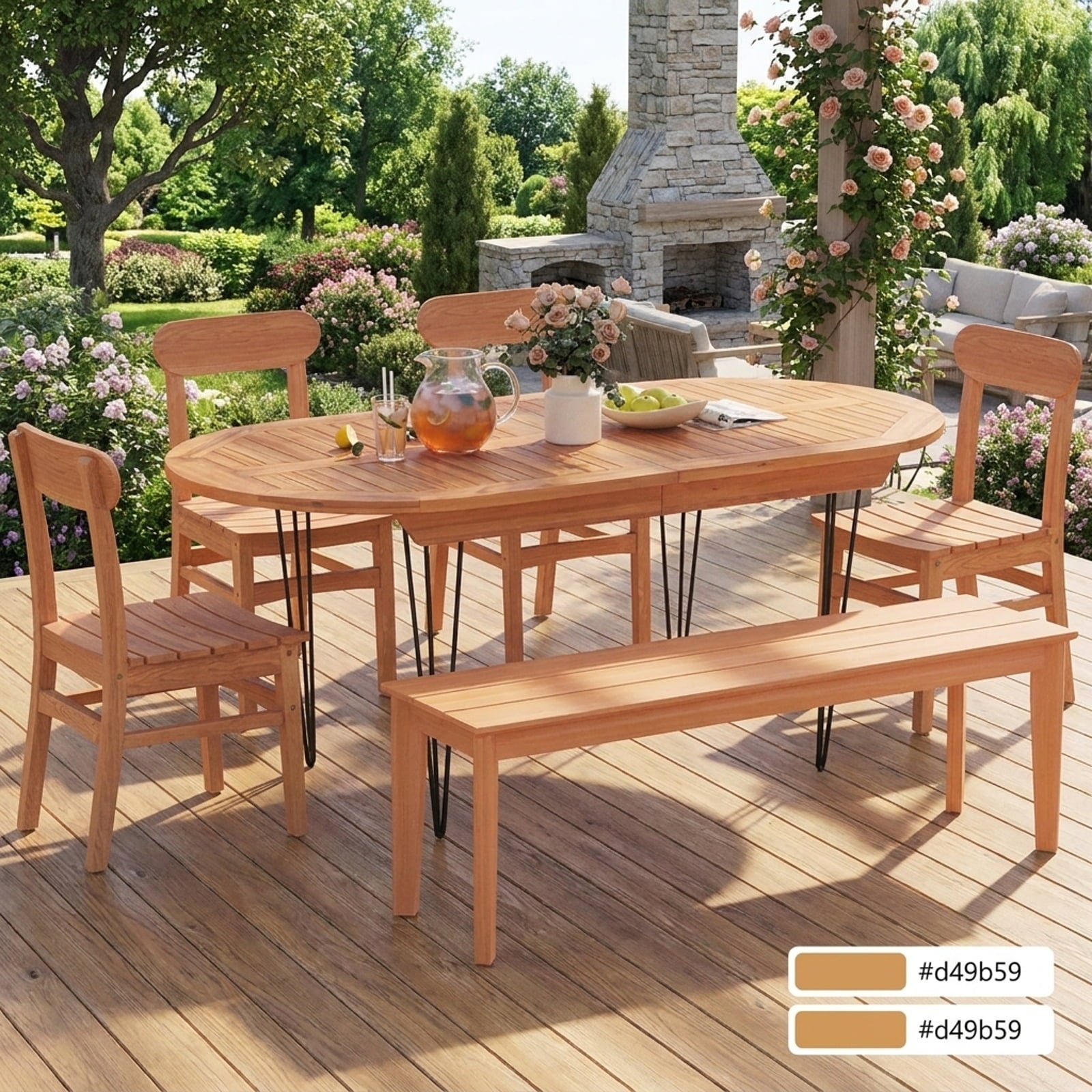 Biotree Patio Teak Wood Chair Armless Dining Chair with Slatted Seat Stackable Patio Chair for Garden BackyardNatural