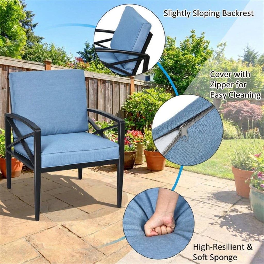 Biotree 4 Pieces Patio Furniture Set Aluminum Frame Cushioned Sofa Outdoor Conversation Set for Garden Backyard Porch