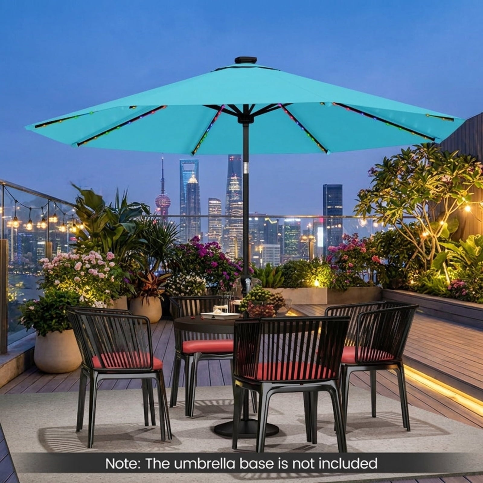 Biotree 10 ft Market Patio Umbrella with Crank and Tilt, 8 Sturdy Ribs, Vented Canopy - Multicolor for Backyard