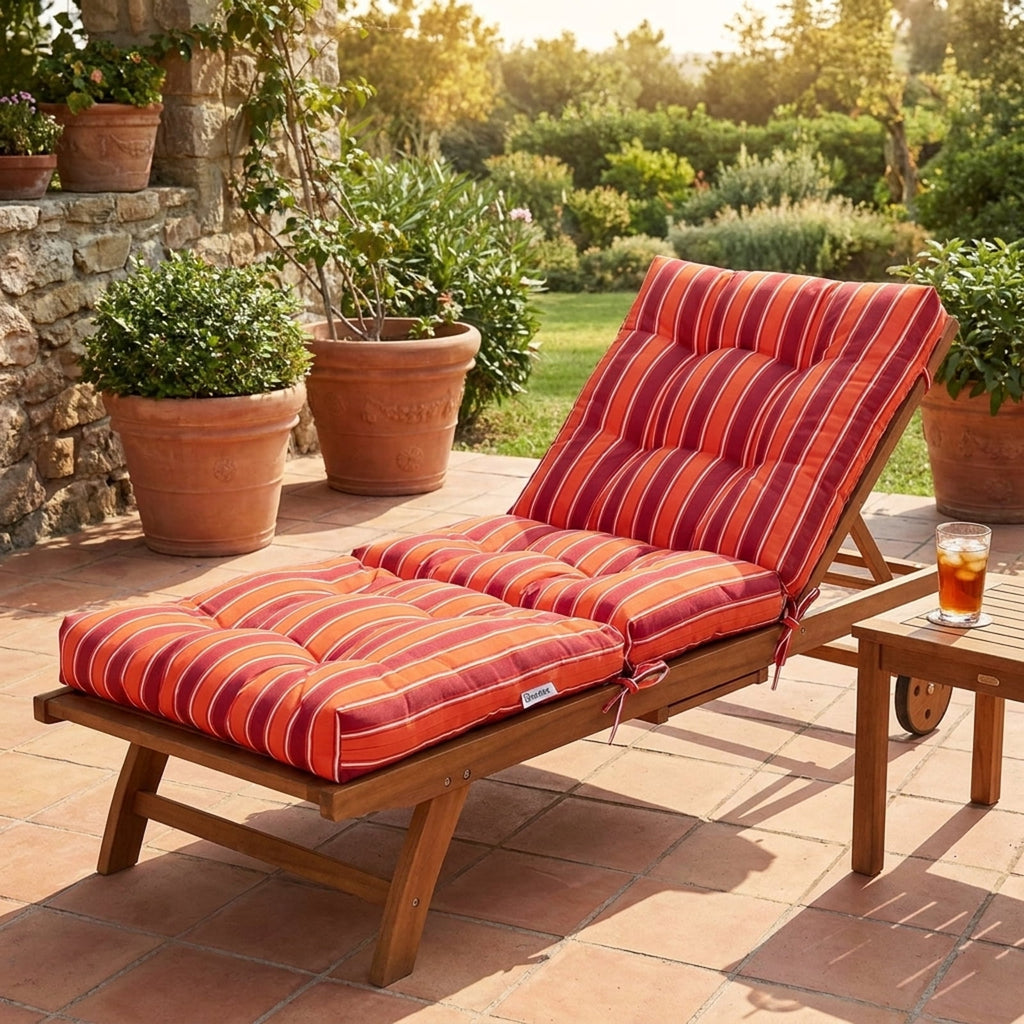 Biotree 22 X 44 Inch Tufted Outdoor Patio Chair Seating Pad Comfortable Patio Chair Cushion PadRed