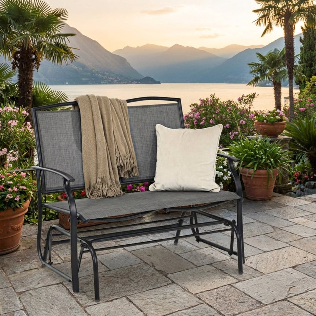 Biotree Iron Patio Rocking Chair for Outdoor Backyard and Lawn Stackable Patio Chair for Garden BackyardGray