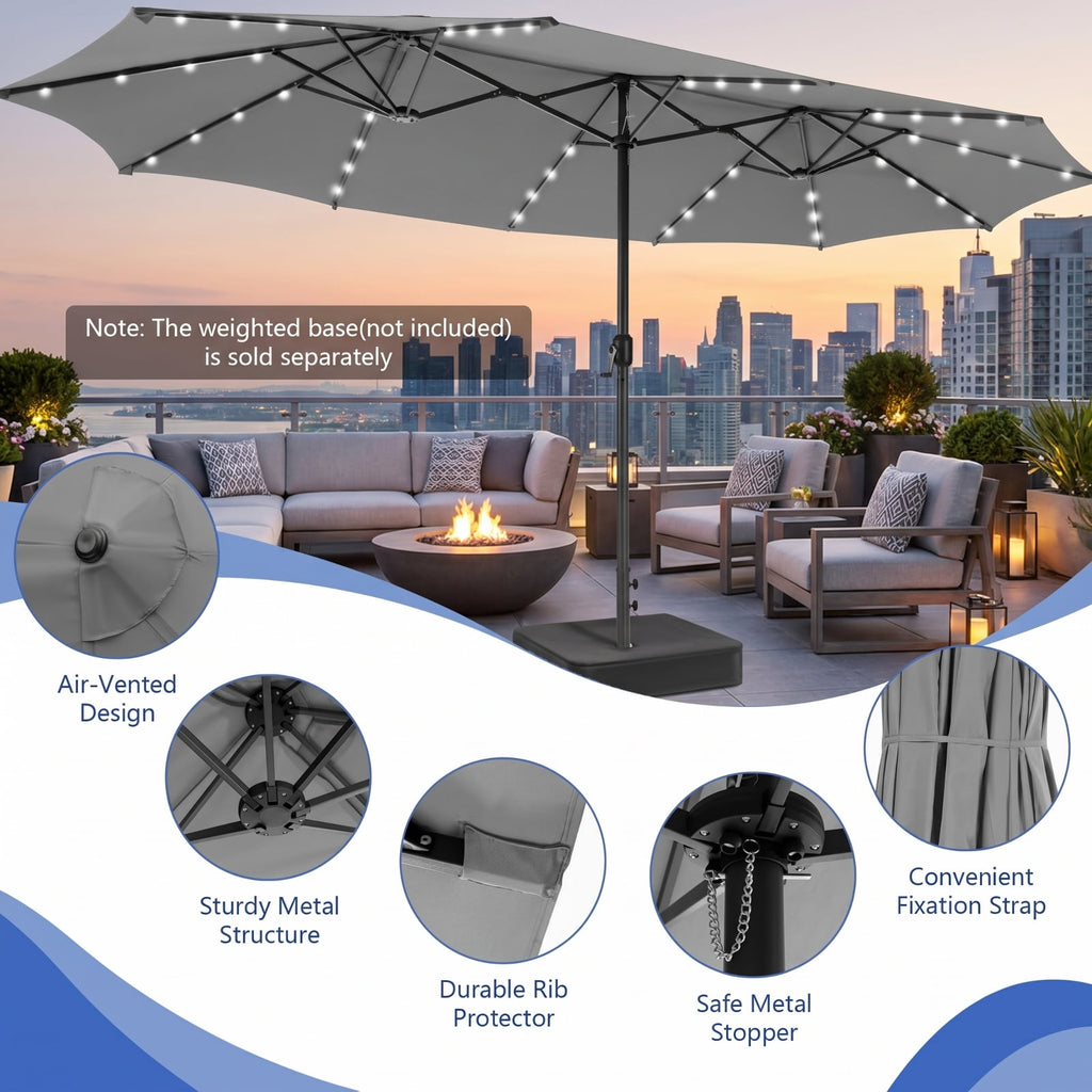 Biotree 15 ft Cantilever Patio Umbrella Offset Hanging with Cross Base, 8 Ribs - Multicolor for Backyard