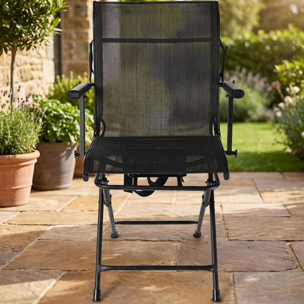 Biotree 360 Degree Swivel Hunting Chair Foldable Outdoor Camp Chair with Armrest and Breathable Mesh Back for Camping Fishing, Black