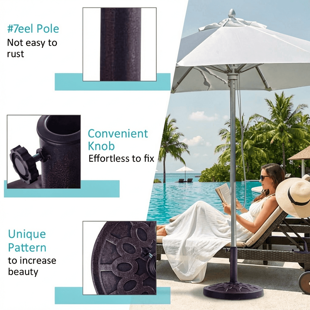 Biotree 30lbs 18 Inches Heavy Duty Outdoor Patio Market Umbrella Base Bronze - Heavy Duty Outdoor Patio Stand